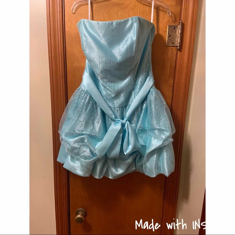 Jessica McClintock Teal Short Dress with Sequence